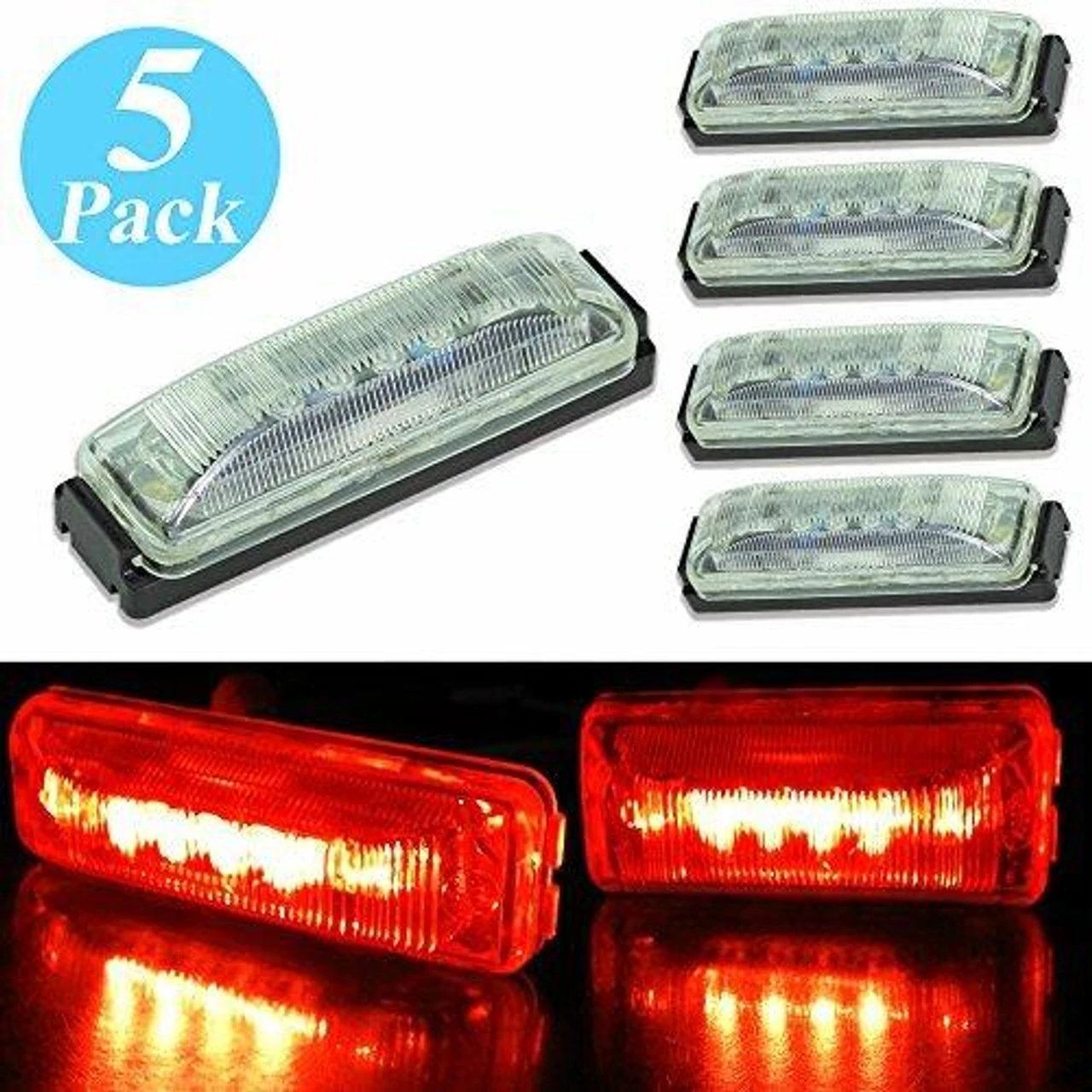 5 Clear / Red LED Marker Clearance Light 4"x1" w Black Base for RV Trailer 5 Clear / Red LED Marker Clearance Light 4"x1" W Black Base For RV Trailer -RV accessories kaper ii kaper 6 ultra bright diode led red rear side marker clearance lights 4x1 with black mounting base 12v oc vic2 ujga 15455.1651672209