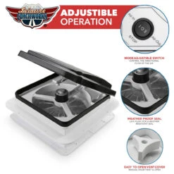 11" X 11" RV Roof Vent Fan Black Lid -RV accessories leisure coachworks 11 x 11 rv roof vent fan black lid 69149.1671153659