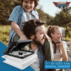11" X 11" RV Roof Vent Fan Black Lid -RV accessories leisure coachworks 11 x 11 rv roof vent fan black lid 72752.1671214916