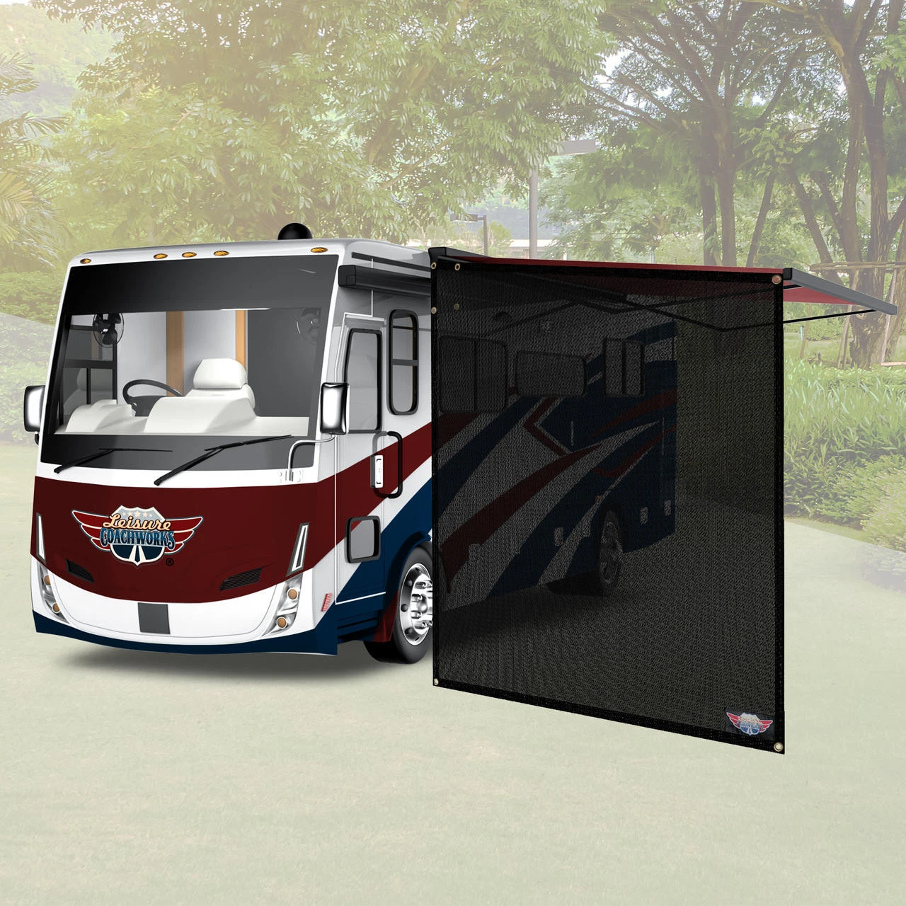 RV Awning Side Sun Shade 9'X7' Black Mesh Screen UV Blocker RV Awning Side Sun Shade 9'X7' Black Mesh Screen UV Blocker -RV accessories leisure coachworks rv awning side sun shade 9x7 black mesh screen uv blocker 57404.1653769233