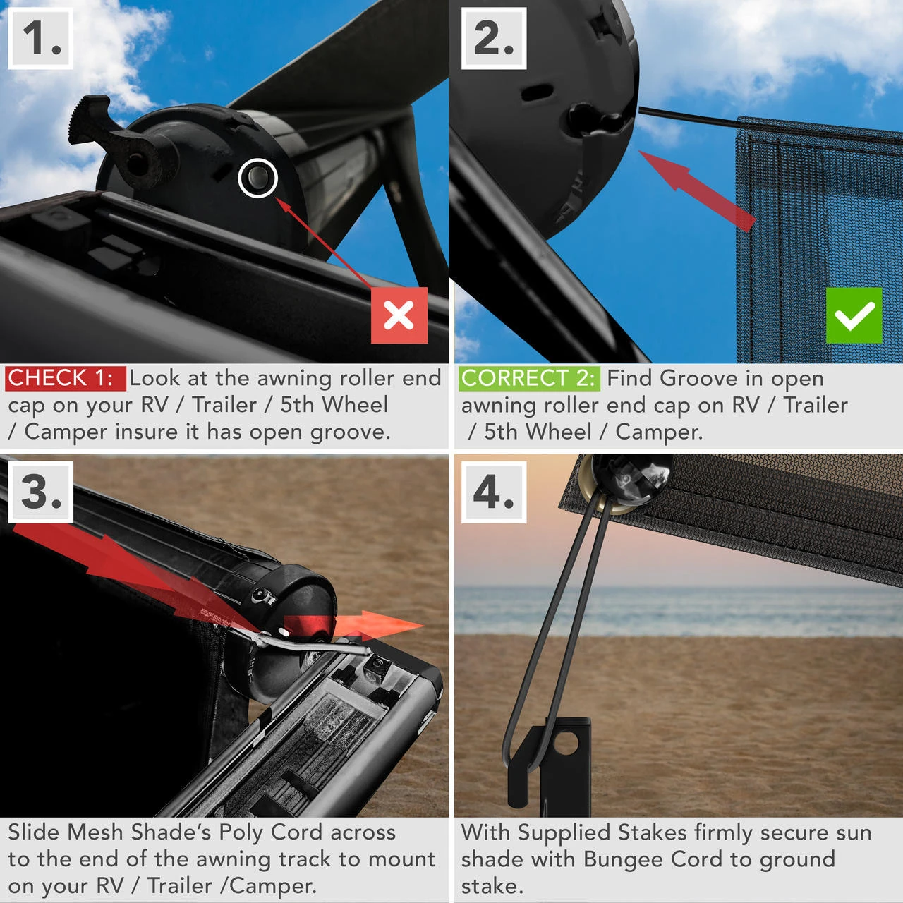 RV Awning Sun Shade Black Mesh Screen UV, Wind Blocker RV Awning Sun Shade Black Mesh Screen UV, Wind Blocker -RV accessories leisure coachworks rv awning sun shade black mesh screen uv wind blocker 84793.1653667986