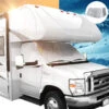 RV Sunshade Silver Windshield Cover 4 Layer Insulation For Class C Ford 1997-2021
