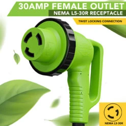 12" 90-Degree Dogbone RV Adapter 15 Amp Male And 30-Amp Female With Twist Lock And LED Indicator (15 Amp Male - 30 Amp Female Twist) -RV accessories leisure cords 12 90 degree dogbone rv adapter 15 amp male and 30 amp female with twist lock and led indicator 15 amp male 30 amp female twist 50465.1677294509