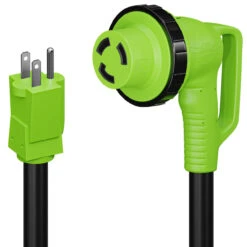 12" 90-Degree Dogbone RV Adapter 15 Amp Male And 30-Amp Female With Twist Lock And LED Indicator (15 Amp Male - 30 Amp Female Twist) -RV accessories leisure cords 12 90 degree dogbone rv adapter 15 amp male and 30 amp female with twist lock and led indicator 15 amp male 30 amp female twist 77856.1677294491