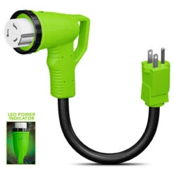 12" 90-Degree Dogbone RV Adapter 15 Amp Male And 50 Amp Female With Twist Lock And LED Power Indicator (15 Amp Male - 50 Amp Female Twist) 7 12" 90-Degree Dogbone RV Adapter 15 Amp Male And 50 Amp Female With Twist Lock And LED Power Indicator (15 Amp Male - 50 Amp Female Twist) -RV accessories leisure cords 12 90 degree dogbone rv adapter 15 amp male and 50 amp female with twist lock and led power indicator 15 amp male 50 amp female twist 76216.1671672547