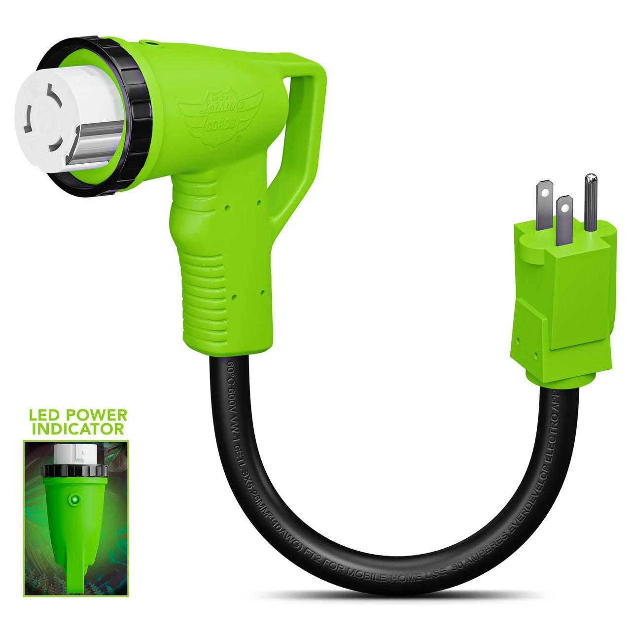 12" 90-Degree Dogbone RV Adapter 15 Amp Male and 50 Amp Female with Twist Lock and LED Power indicator (15 Amp Male - 50 Amp Female Twist) 12" 90-Degree Dogbone RV Adapter 15 Amp Male And 50 Amp Female With Twist Lock And LED Power Indicator (15 Amp Male - 50 Amp Female Twist) -RV accessories leisure cords 12 90 degree dogbone rv adapter 15 amp male and 50 amp female with twist lock and led power indicator 15 amp male 50 amp female twist 76216.1671672547