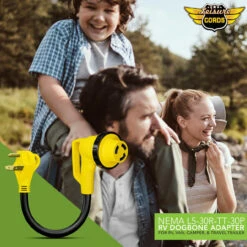 12" 90-Degree Dogbone RV Adapter 30 Amp Male And 30-Amp Female With Twist Lock And LED Indicator (30 Amp Male - 30 Amp Female Twist) -RV accessories leisure cords 12 90 degree dogbone rv adapter 30 amp male and 30 amp female with twist lock and led indicator 30 amp male 30 amp female twist 38699.1688366710