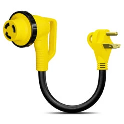 12" 90-Degree Dogbone RV Adapter 30 Amp Male And 30-Amp Female With Twist Lock And LED Indicator (30 Amp Male - 30 Amp Female Twist) -RV accessories leisure cords 12 90 degree dogbone rv adapter 30 amp male and 30 amp female with twist lock and led indicator 30 amp male 30 amp female twist 71018.1688366698