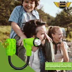 12" 90-Degree Dogbone RV Adapter 50 Amp Male And 50 Amp Female With Twist Lock And LED Power Indicator (50 Amp Male - 50 Amp Female Twist) -RV accessories leisure cords 12 90 degree dogbone rv adapter 50 amp male and 50 amp female with twist lock and led power indicator 50 amp male 50 amp female twist 41547.1684387325