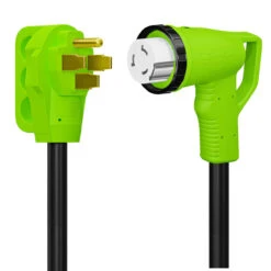 12" 90-Degree Dogbone RV Adapter 50 Amp Male And 50 Amp Female With Twist Lock And LED Power Indicator (50 Amp Male - 50 Amp Female Twist) -RV accessories leisure cords 12 90 degree dogbone rv adapter 50 amp male and 50 amp female with twist lock and led power indicator 50 amp male 50 amp female twist 86703.1684387313