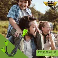 Leisure Cords 24'' RV Y Adapter Cord 30 Amp Male Plug To Two 15 Amp Female 2.5 Feet With Handle (30A Male To 2-15A Female) -RV accessories leisure cords 24 rv y adapter cord 30 amp male plug to two 15 amp female 2.5 feet with handle 30a male to 2 15a female 60821.1672364357