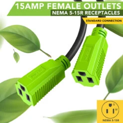 Leisure Cords 24'' RV Y Adapter Cord 30 Amp Male Plug To Two 15 Amp Female 2.5 Feet With Handle (30A Male To 2-15A Female) -RV accessories leisure cords 24 rv y adapter cord 30 amp male plug to two 15 amp female 2.5 feet with handle 30a male to 2 15a female 75455.1672364479