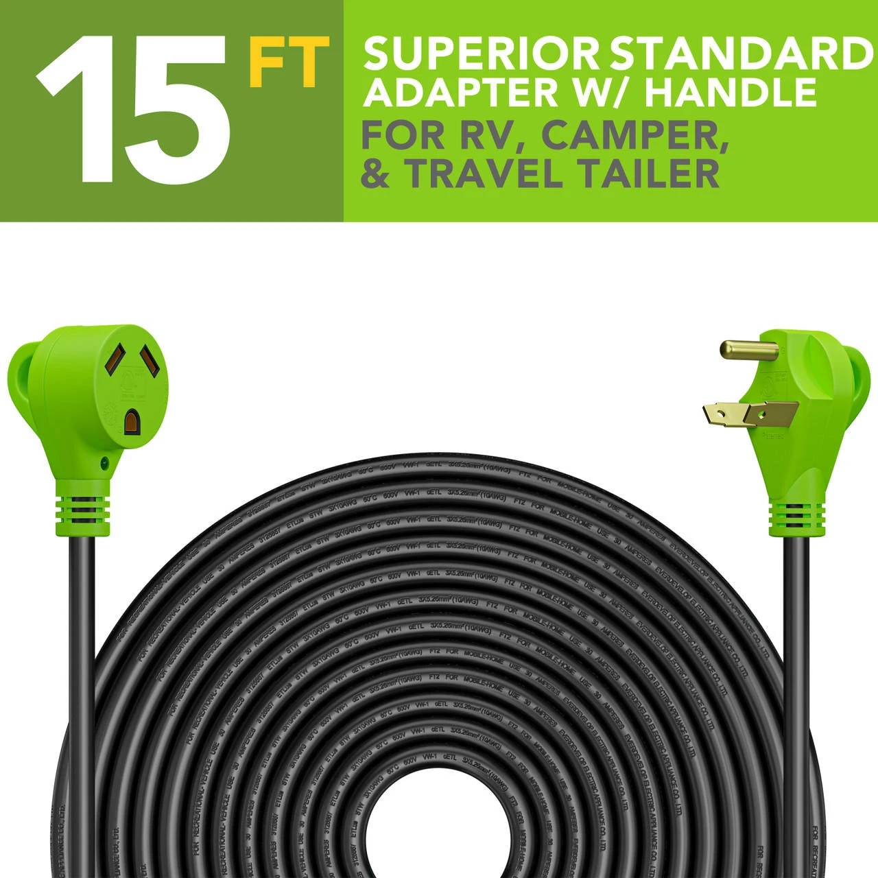 30 amp RV Power Extension Cord with LED Power indictor - 30 Amp Male to 30 Amp Female Standard Plug 15 Foot 30 Amp RV Power Extension Cord With LED Power Indictor - 30 Amp Male To 30 Amp Female Standard Plug 15 Foot -RV accessories leisure cords 30 amp rv power extension cord with led power indictor 30 amp male to 30 amp female standard plug 15 foot 16613.1678315805