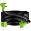 30 Amp RV Power Extension Cord With LED Power Indictor - 30 Amp Male To 30 Amp Female Standard Plug 15 Foot