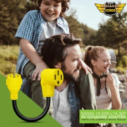 Gen RV 12" L14-30P 30Amp Locking 4-Prong Plug To Standard RV Receptacle Generator Adapter With Grip -RV accessories leisure cords gen rv 12 l14 30p 30amp locking 4 prong plug to standard rv receptacle generator adapter with grip 13041.1688366708