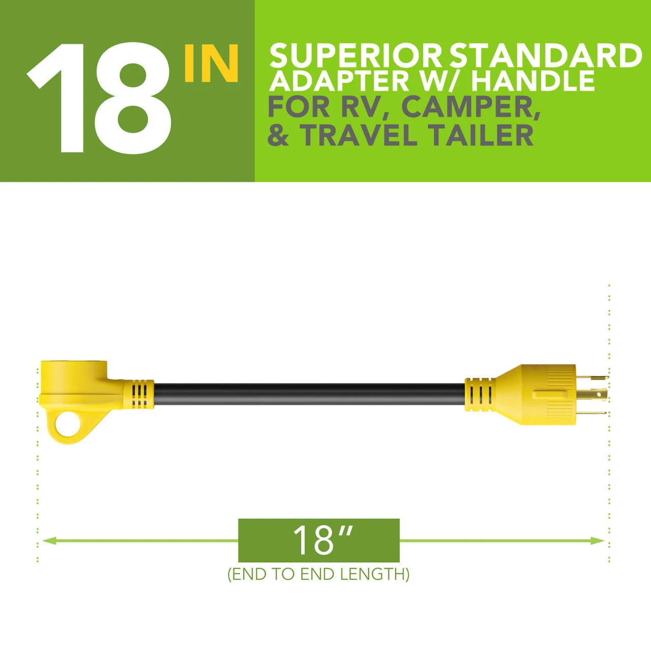 Gen RV 18" 30 AMP Locking 3 Or 4 Prong Plug To Standard RV TT-30R Receptacle Generator Adapter with Grip Gen RV 18" 30 AMP Locking 3 Or 4 Prong Plug To Standard RV TT-30R Receptacle Generator Adapter With Grip -RV accessories leisure cords gen rv 18 30 amp locking 3 or 4 prong plug to standard rv tt 30r receptacle generator adapter with grip 07020.1681446410