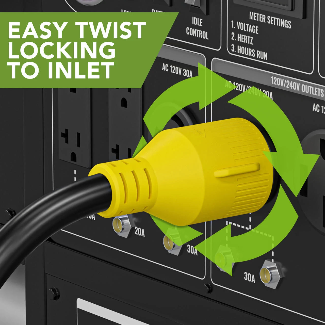 Gen RV 18" 30 AMP Locking 3 Or 4 Prong Plug To Standard RV TT-30R Receptacle Generator Adapter with Grip Gen RV 18" 30 AMP Locking 3 Or 4 Prong Plug To Standard RV TT-30R Receptacle Generator Adapter With Grip -RV accessories leisure cords gen rv 18 30 amp locking 3 or 4 prong plug to standard rv tt 30r receptacle generator adapter with grip 15268.1681446416