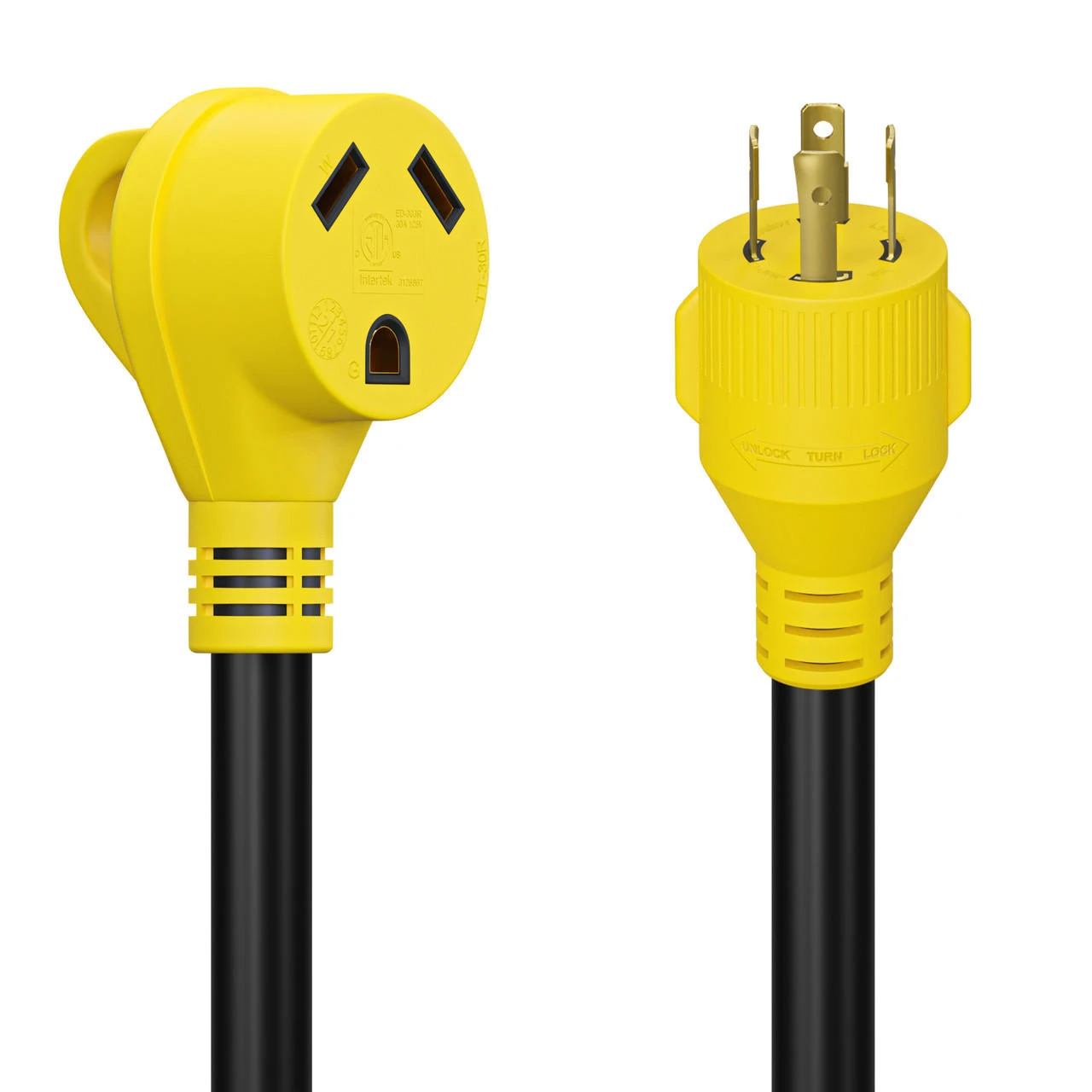 Gen RV 18" 30 AMP Locking 3 Or 4 Prong Plug To Standard RV TT-30R Receptacle Generator Adapter with Grip Gen RV 18" 30 AMP Locking 3 Or 4 Prong Plug To Standard RV TT-30R Receptacle Generator Adapter With Grip -RV accessories leisure cords gen rv 18 30 amp locking 3 or 4 prong plug to standard rv tt 30r receptacle generator adapter with grip 89718.1681446419