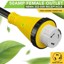Power Cord Plug Adapter 15 Amp Male To 50 Amp Twist To Lock Female 12" RV Electrical Converter Cord Cable With LED Indicator Light -RV accessories leisure cords power cord plug adapter 15 amp male to 50 amp twist to lock female 12 rv electrical converter cord cable with led indicator light 15248.1683695289