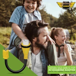 Power Cord Plug Adapter 15 Amp Male To 50 Amp Twist To Lock Female 12" RV Electrical Converter Cord Cable With LED Indicator Light -RV accessories leisure cords power cord plug adapter 15 amp male to 50 amp twist to lock female 12 rv electrical converter cord cable with led indicator light 79600.1683672882