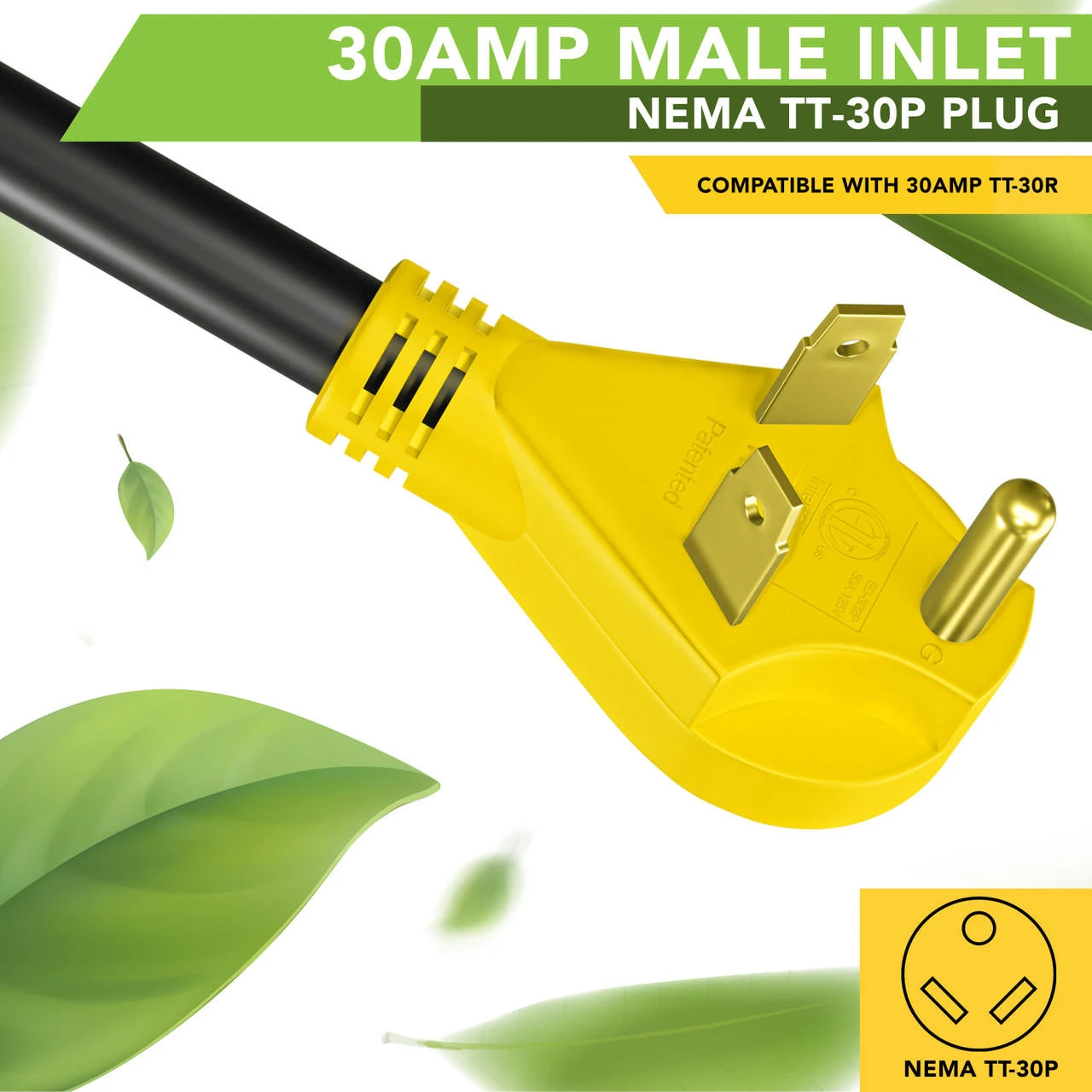 Power Cord Plug Adapter 30 Amp Male To 50 Amp Twist To Lock Female 12" RV Electrical Converter Cord Cable with LED Indicator Light Power Cord Plug Adapter 30 Amp Male To 50 Amp Twist To Lock Female 12" RV Electrical Converter Cord Cable With LED Indicator Light -RV accessories leisure cords power cord plug adapter 30 amp male to 50 amp twist to lock female 12 rv electrical converter cord cable with led indicator light 02382.1677813509