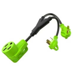 RV Y Adapter Cord 50 Amp Female Plug To Two 30 Amp Male 24" With Handle -RV accessories leisure cords rv y adapter cord 50 amp female plug to two 30 amp male 24 with handle 98923.1681878833