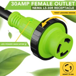 Twist Lock RV 30 Amp Power Cord With LED Power Indictor - 30 Amp Male To 30 Amp Female Locking Plug 15 Foot -RV accessories leisure cords twist lock rv 30 amp power cord with led power indictor 30 amp male to 30 amp female locking plug 15 foot 17945.1678320433