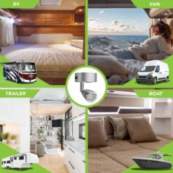 Leisure LED 4" 12V RV Interior Reading Light With Touch Activated Dimming Settings/Multi-Color Modes, Brushed Nickel Finish -RV accessories leisure led 12v rv interior reading light with touch activated dimming settingsmulti color modes 98582.1664407311