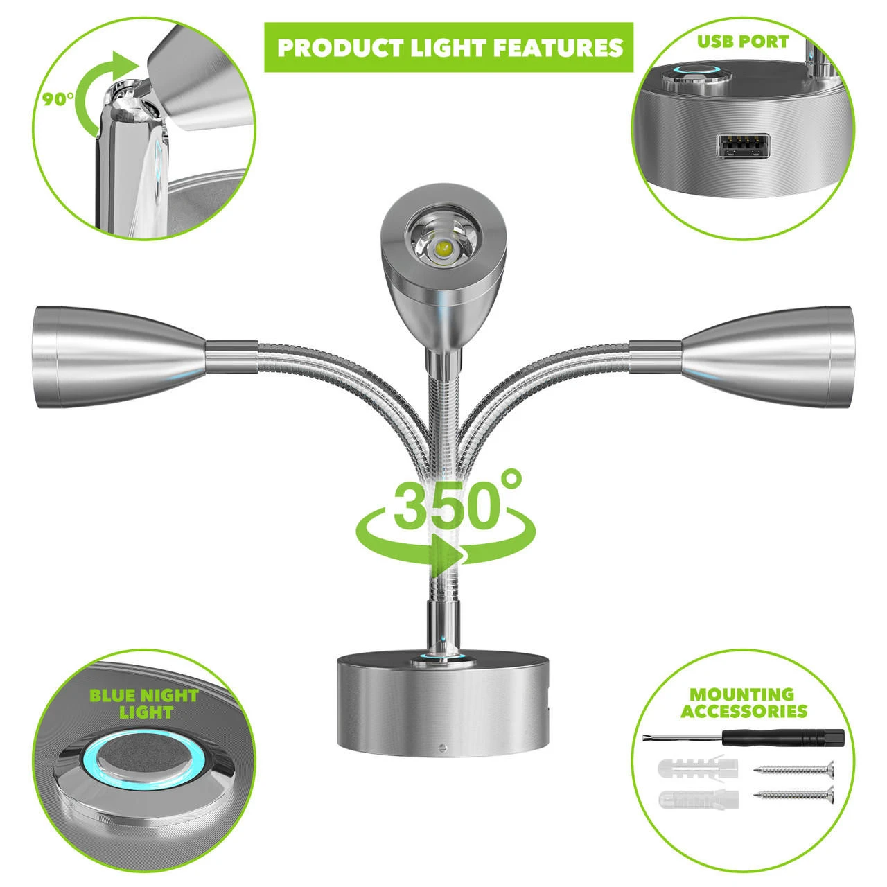 Leisure LED 8" 12V RV Flexible Gooseneck Interior Reading Light with Touch Activated Dimming Settings/Multi-Color Modes, Brushed Nickel Finish Leisure LED 8" 12V RV Flexible Gooseneck Interior Reading Light With Touch Activated Dimming Settings/Multi-Color Modes, Brushed Nickel Finish -RV accessories leisure led 8 12v rv flexible gooseneck interior reading light with touch activated dimming settingsmulti color modes brushed nickel finish 07804.1664580229