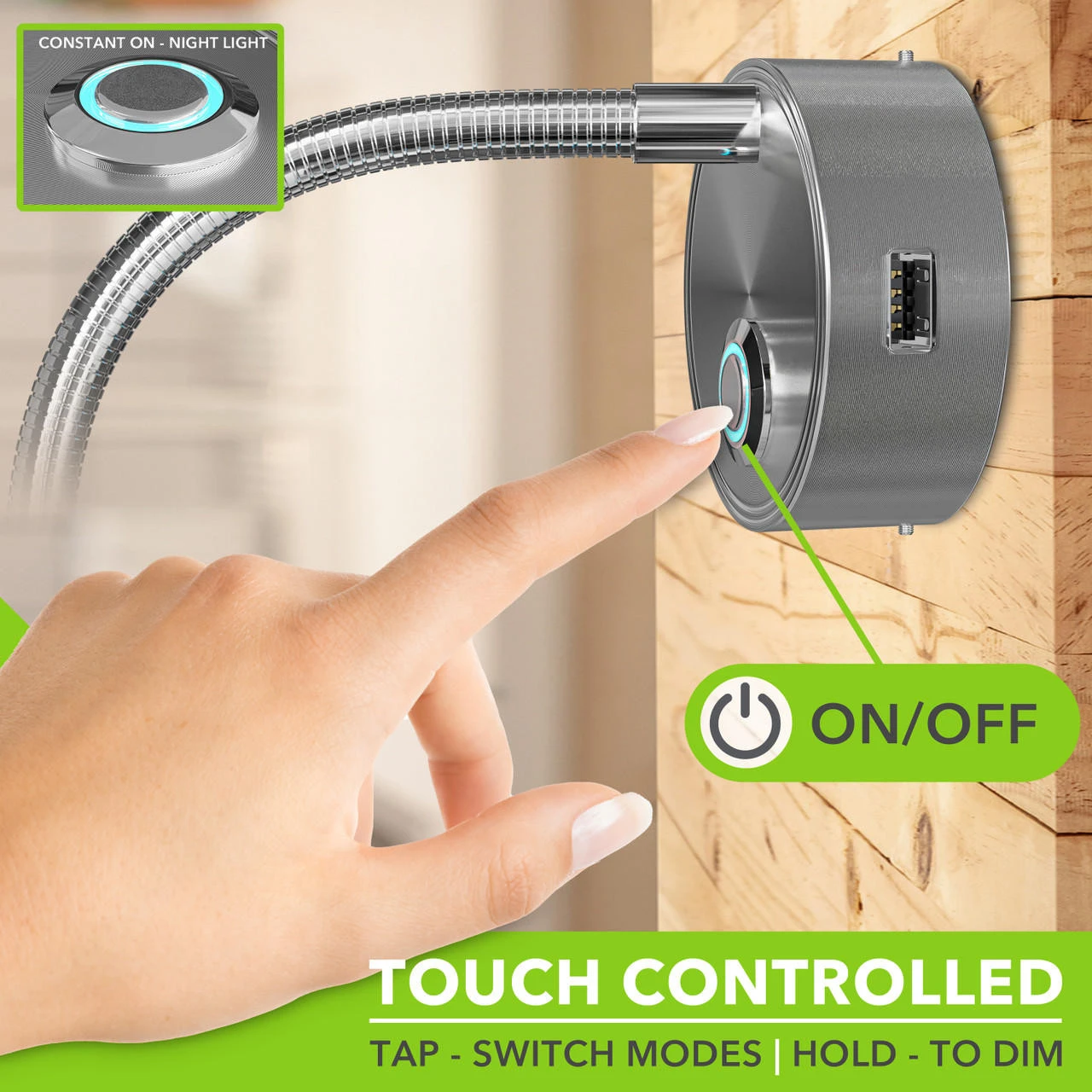 Leisure LED 8" 12V RV Flexible Gooseneck Interior Reading Light with Touch Activated Dimming Settings/Multi-Color Modes, Brushed Nickel Finish Leisure LED 8" 12V RV Flexible Gooseneck Interior Reading Light With Touch Activated Dimming Settings/Multi-Color Modes, Brushed Nickel Finish -RV accessories leisure led 8 12v rv flexible gooseneck interior reading light with touch activated dimming settingsmulti color modes brushed nickel finish 82421.1664580233