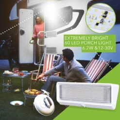 LED RV Exterior Porch Utility Light XL 12v 650 Lumen Lighting Fixture White Base -RV accessories leisure led led rv exterior porch utility light xl 12v 650 lumen lighting fixture white base 14806.1642099076