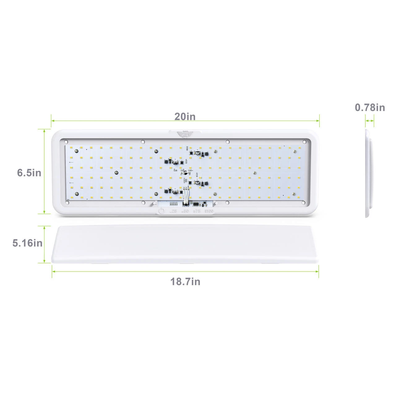 LED RV LED Ceiling Interior Light Fixture 1450 Lumen with Touch Dimmer Switch 12V 20 x 6" Natural White 4000-4500K With White Trim LED RV LED Ceiling Interior Light Fixture 1450 Lumen With Touch Dimmer Switch 12V 20 X 6" Natural White 4000-4500K With White Trim -RV accessories leisure led led rv led ceiling interior light fixture 1450 lumen with touch dimmer switch 12v 20 x 6 natural white 4000 4500k with white trim 49325.1642097033