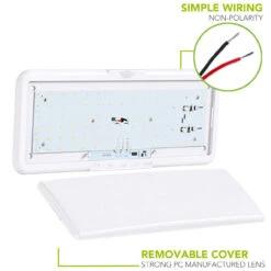 RV LED Ceiling Interior Light Fixture 950 Lumen With Touch Dimmer Switch 12V 14 X 5.5" Natural White 4000-4500K With White Trim -RV accessories leisure led led rv led ceiling interior light fixture 950 lumen with touch dimmer switch 12v 14 x 5.5 natural white 4000 4500k with white trim 84316.1642097017
