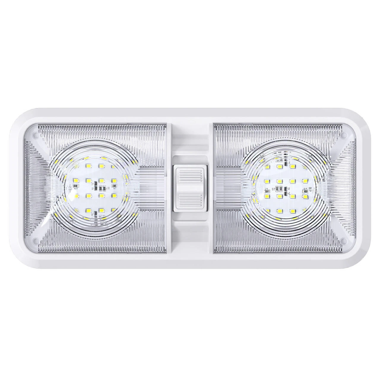 Leisure LED RV LED Ceiling Double Dome Interior Light Fixture with ON/Off Switch Cool White 6000-6500K 48-2835SMD Leisure LED RV LED Ceiling Double Dome Interior Light Fixture With ON/Off Switch Cool White 6000-6500K 48-2835SMD -RV accessories leisure led rv led ceiling double dome interior light fixture with onoff switch cool white 6000 6500k 48 2835smd 38726.1672450854