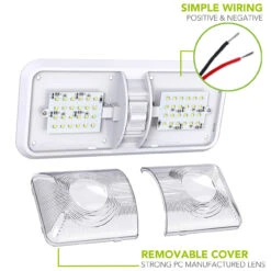 Leisure LED RV LED Ceiling Double Dome Interior Light Fixture With ON/Off Switch Cool White 6000-6500K 48-2835SMD 4 Leisure LED RV LED Ceiling Double Dome Interior Light Fixture With ON/Off Switch Cool White 6000-6500K 48-2835SMD -RV accessories leisure led rv led ceiling double dome interior light fixture with onoff switch cool white 6000 6500k 48 2835smd 70364.1672450855