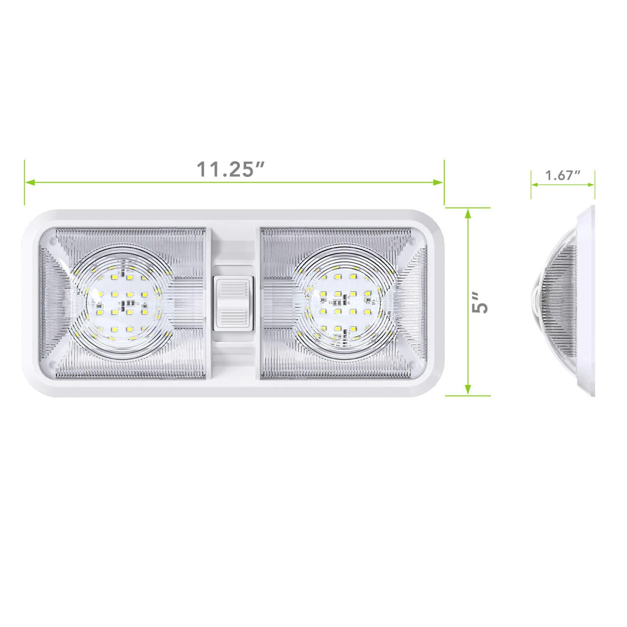 Leisure LED RV LED Ceiling Double Dome Interior Light Fixture with ON/Off Switch Cool White 6000-6500K 48-2835SMD Leisure LED RV LED Ceiling Double Dome Interior Light Fixture With ON/Off Switch Cool White 6000-6500K 48-2835SMD -RV accessories leisure led rv led ceiling double dome interior light fixture with onoff switch cool white 6000 6500k 48 2835smd 77439.1672450853