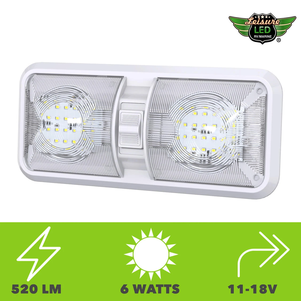 Leisure LED RV LED Ceiling Double Dome Interior Light Fixture with ON/Off Switch Cool White 6000-6500K 48-2835SMD Leisure LED RV LED Ceiling Double Dome Interior Light Fixture With ON/Off Switch Cool White 6000-6500K 48-2835SMD -RV accessories leisure led rv led ceiling double dome interior light fixture with onoff switch cool white 6000 6500k 48 2835smd 98673.1672450859
