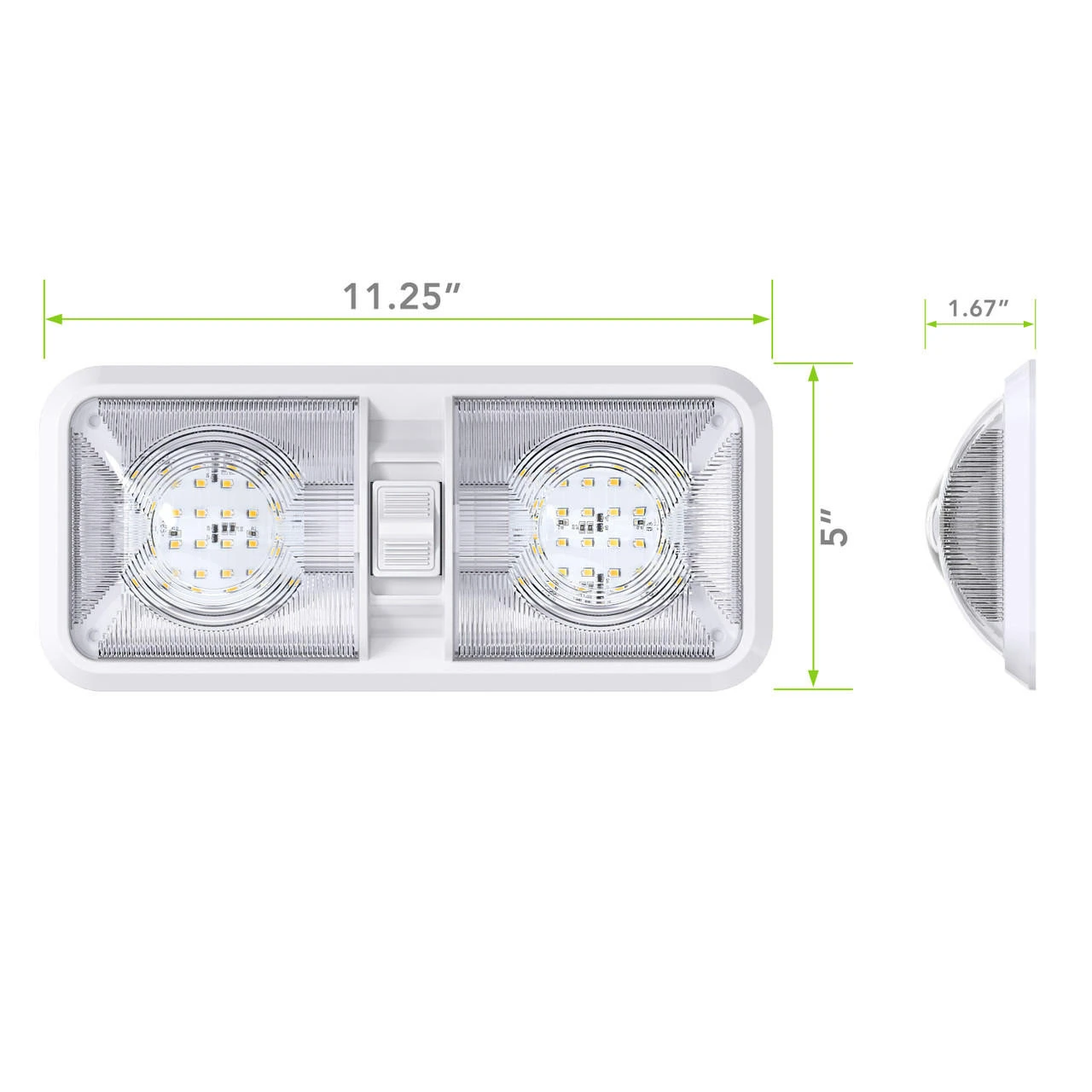 Leisure LED RV LED Ceiling Double Dome Interior Light Fixture with ON/Off Switch Natural White 4000-4500K 48-2835SMD Leisure LED RV LED Ceiling Double Dome Interior Light Fixture With ON/Off Switch Natural White 4000-4500K 48-2835SMD -RV accessories leisure led rv led ceiling double dome interior light fixture with onoff switch natural white 4000 4500k 48 2835smd 26971.1672364584