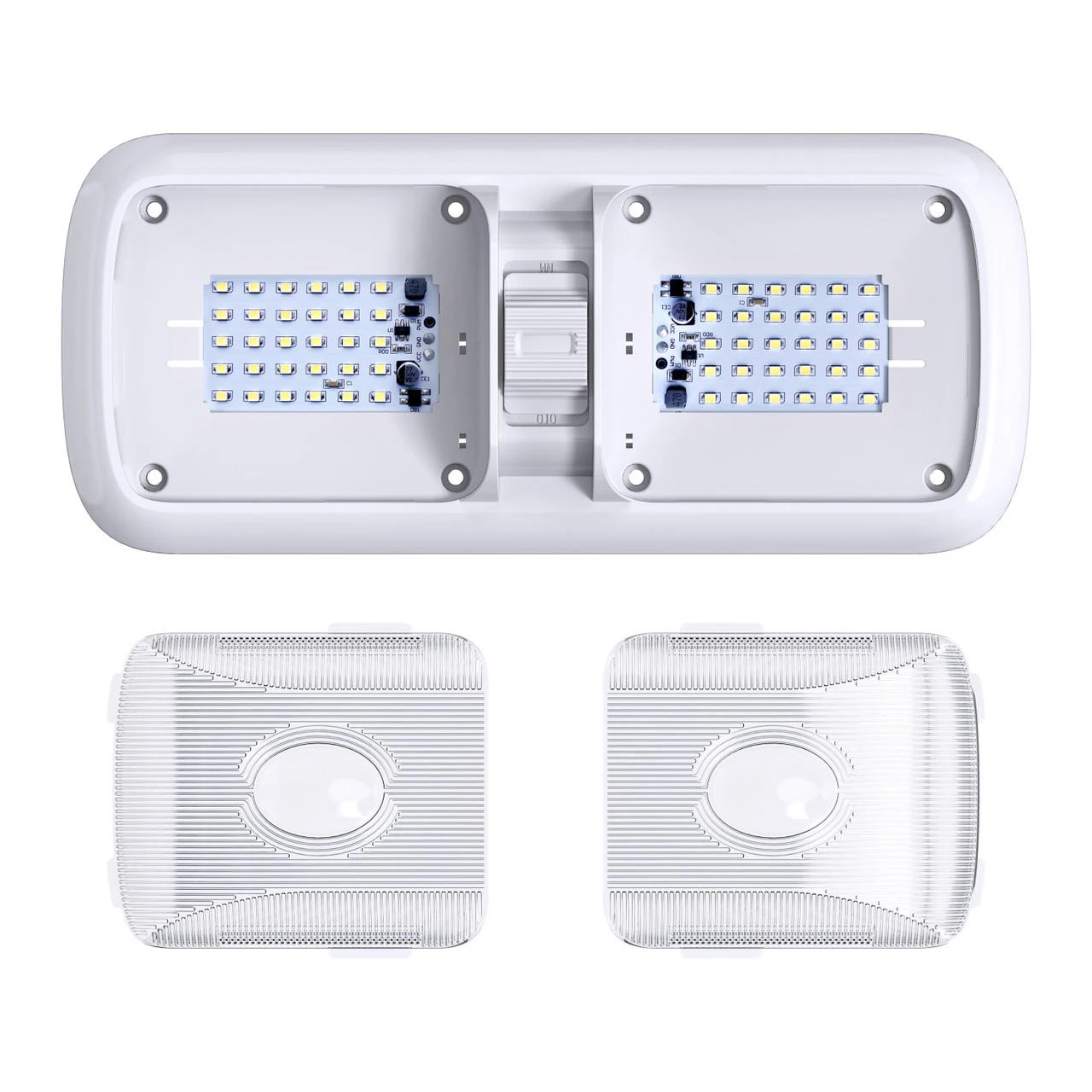 Leisure LED RV LED Ceiling Double Dome Light Fixture with ON/OFF Switch Interior Lighting for Car/RV/Trailer/Camper/Boat DC 12V 750LM Natural White 4000-4500K Leisure LED RV LED Ceiling Double Dome Light Fixture With ON/OFF Switch Interior Lighting For Car/RV/Trailer/Camper/Boat DC 12V 750LM Natural White 4000-4500K -RV accessories leisure led rv led ceiling double dome light fixture with onoff switch interior lighting for carrvtrailercamperboat dc 12v 750lm natural white 4000 4500k 24088.1687328574
