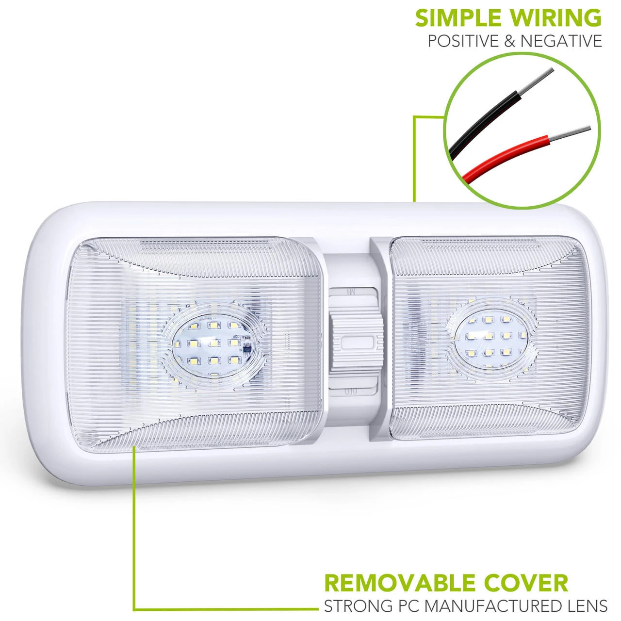 Leisure LED RV LED Ceiling Double Dome Light Fixture with ON/OFF Switch Interior Lighting for Car/RV/Trailer/Camper/Boat DC 12V 750LM Natural White 4000-4500K Leisure LED RV LED Ceiling Double Dome Light Fixture With ON/OFF Switch Interior Lighting For Car/RV/Trailer/Camper/Boat DC 12V 750LM Natural White 4000-4500K -RV accessories leisure led rv led ceiling double dome light fixture with onoff switch interior lighting for carrvtrailercamperboat dc 12v 750lm natural white 4000 4500k 88110.1687328573